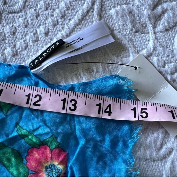 TALBOTS blue floral scarf NEW spring summer scarf oblong pastel‎ blue pink modal - Picture 7 of 7